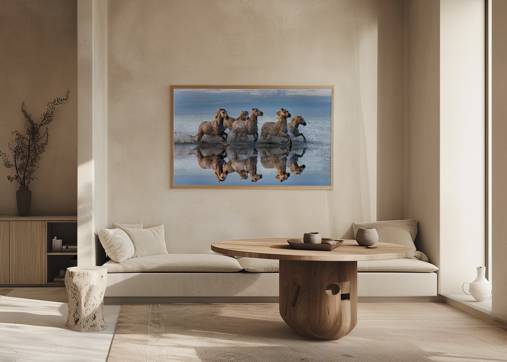 Hästar och reflektion | Poster