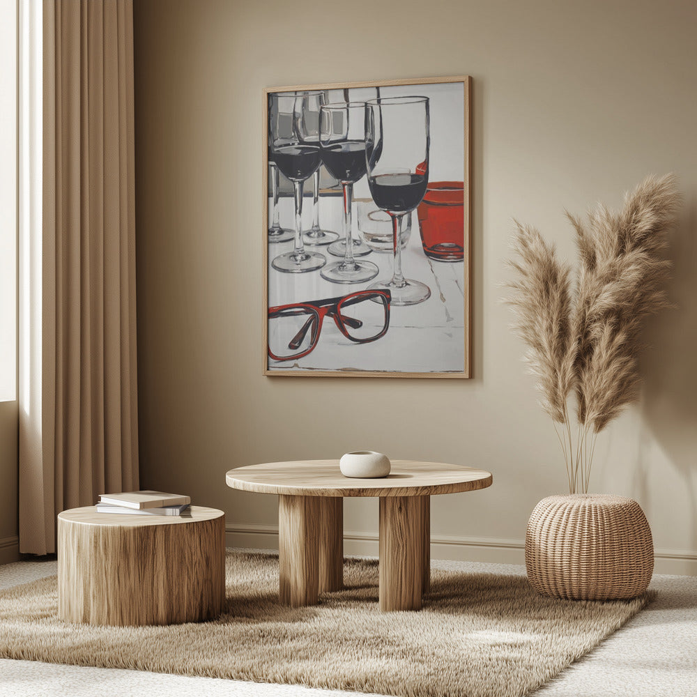 Stilleben med röda glasögon | Poster