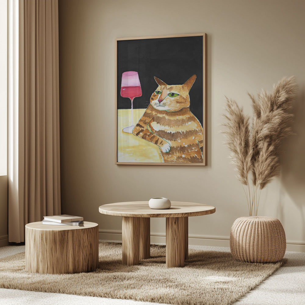 Katt fredagskväll dricker vin rolig katthumor | Poster