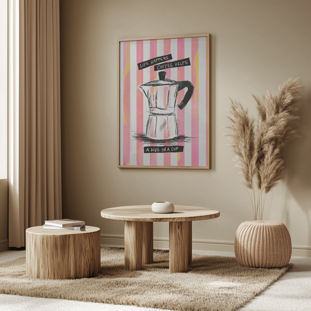 Moccakaffe på ränder - Kram i en kopp | Poster