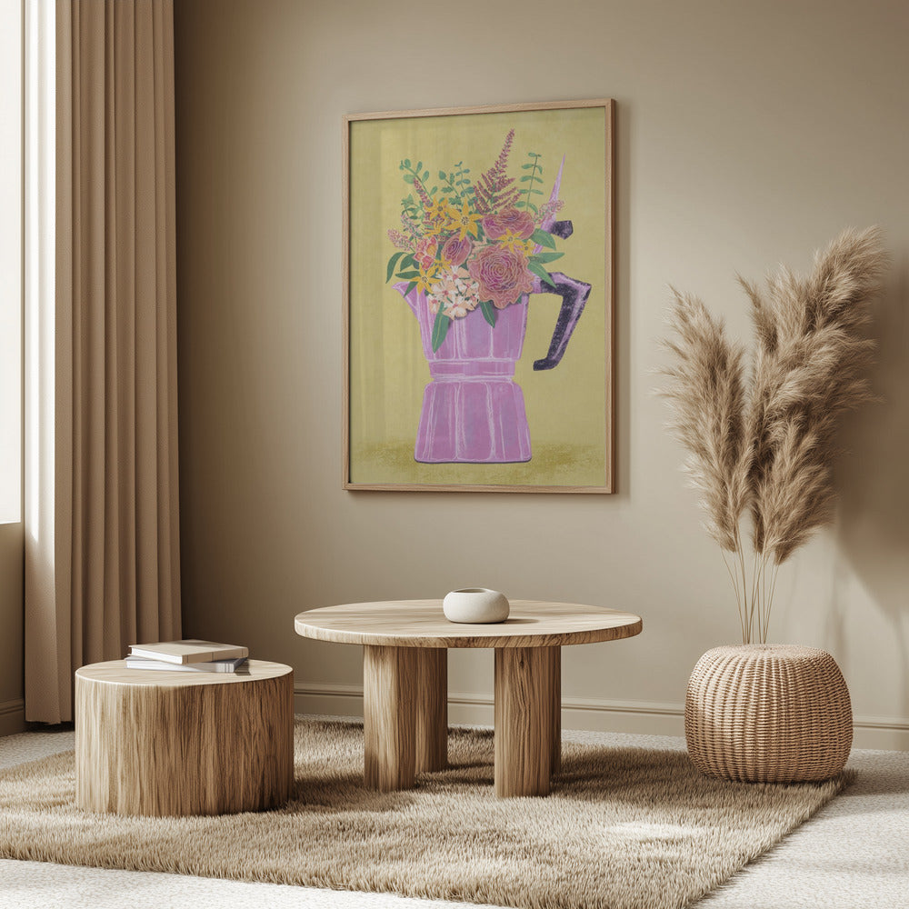 Espressomaskin med blommor | Poster