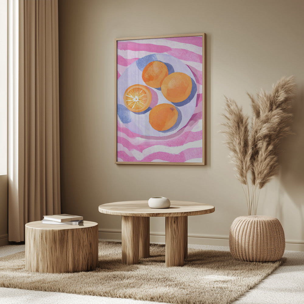 Orangen auf Teller | Poster