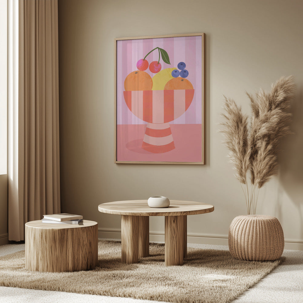 Obst in gestreifter Schale | Poster