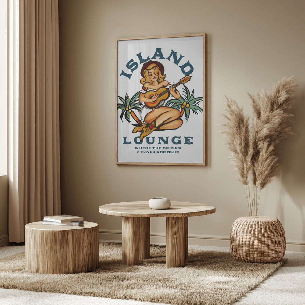 Island Lounge Tropisk pinuppa som spelar gitarr | Poster