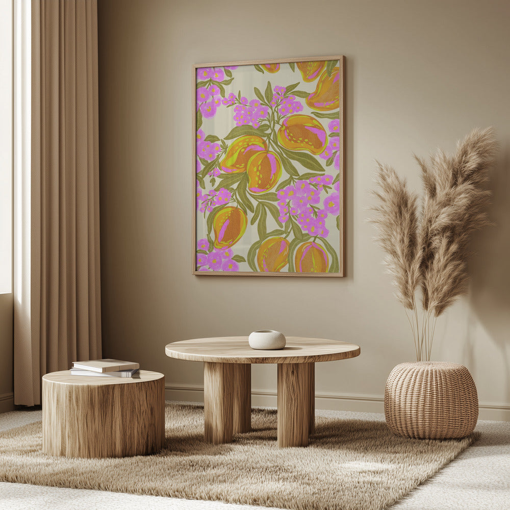 Tropiskt tema med frodiga mango och blommor | Poster