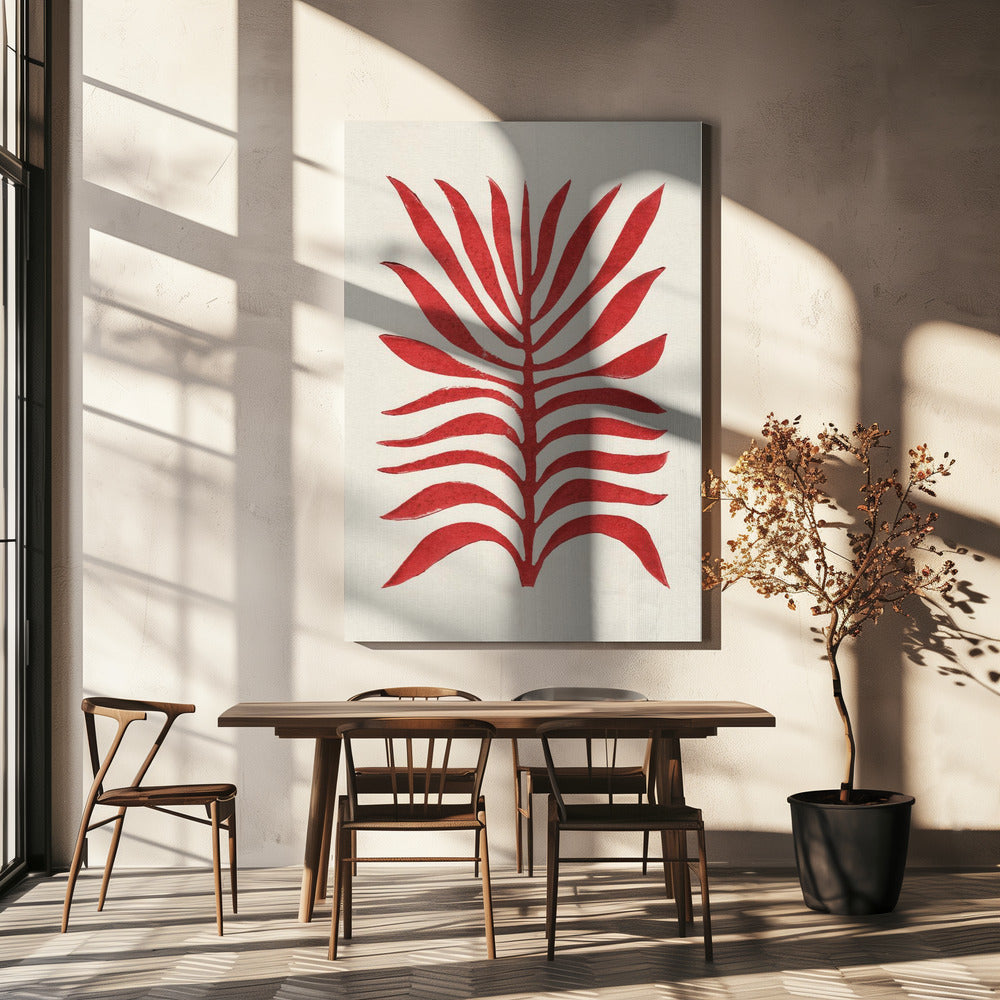 Red Branch / Lino Print | Canvas