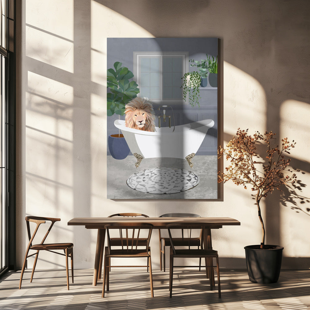 Lion takes a bath | Canvas