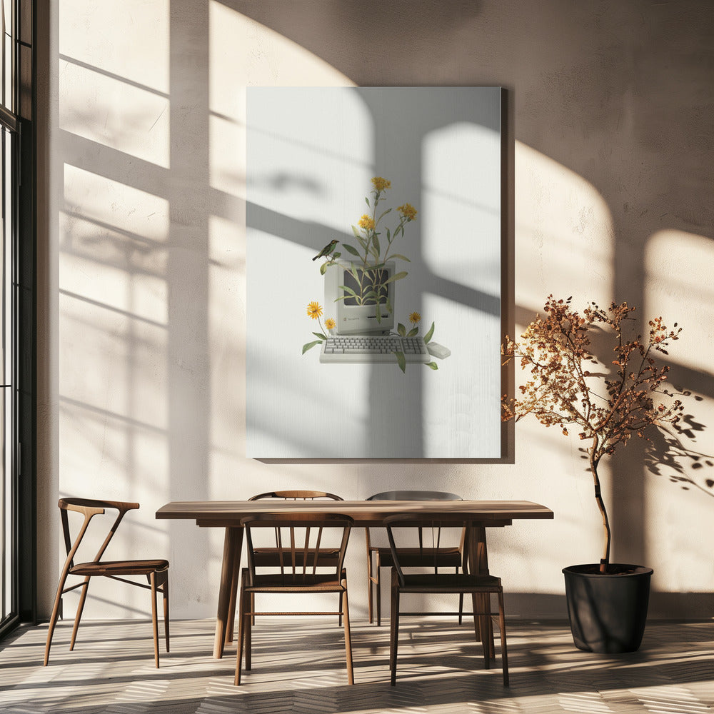 Blommig vintage dator | Canvas