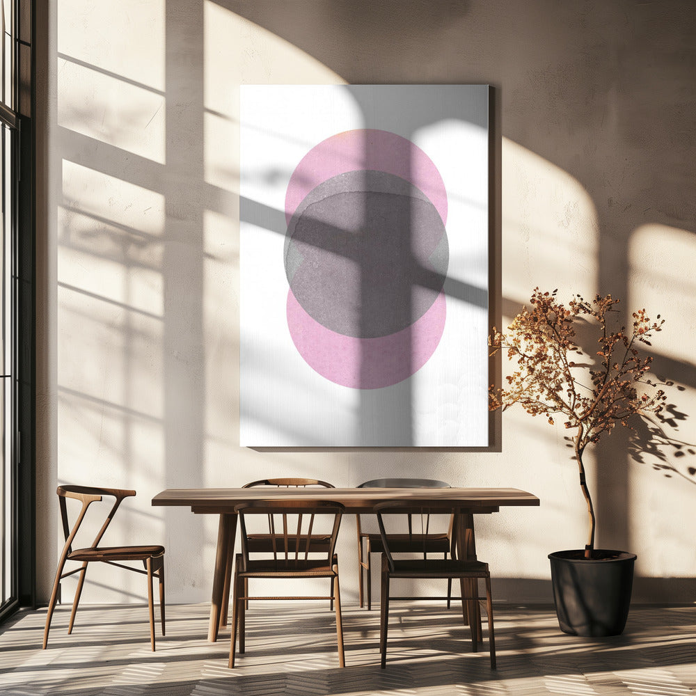 Grårosa cirklar | Canvas