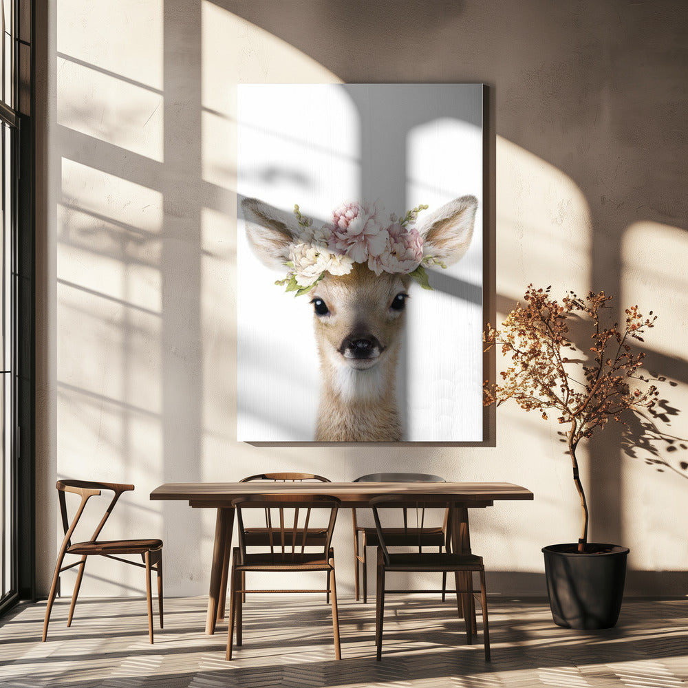 Blommig babyhjort | Canvas