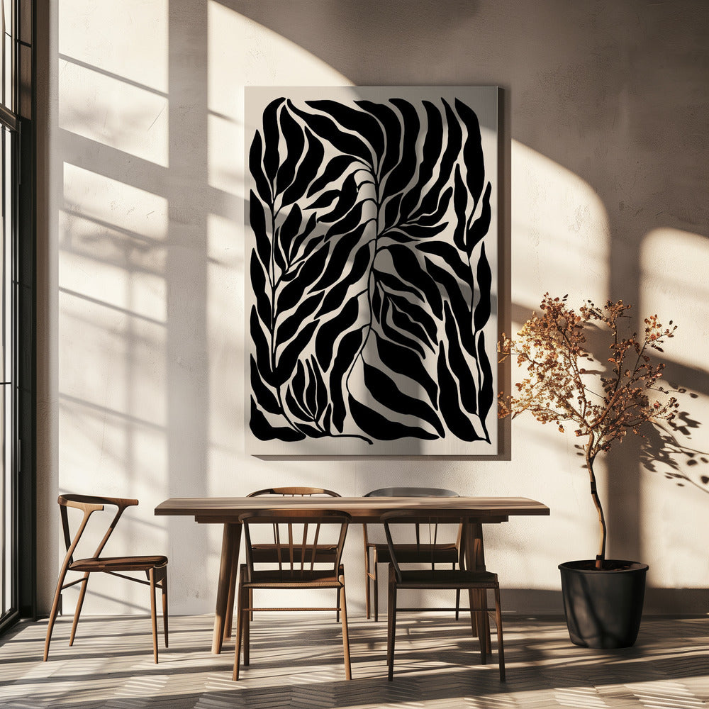 Black Leaf Silhouettes | Canvas