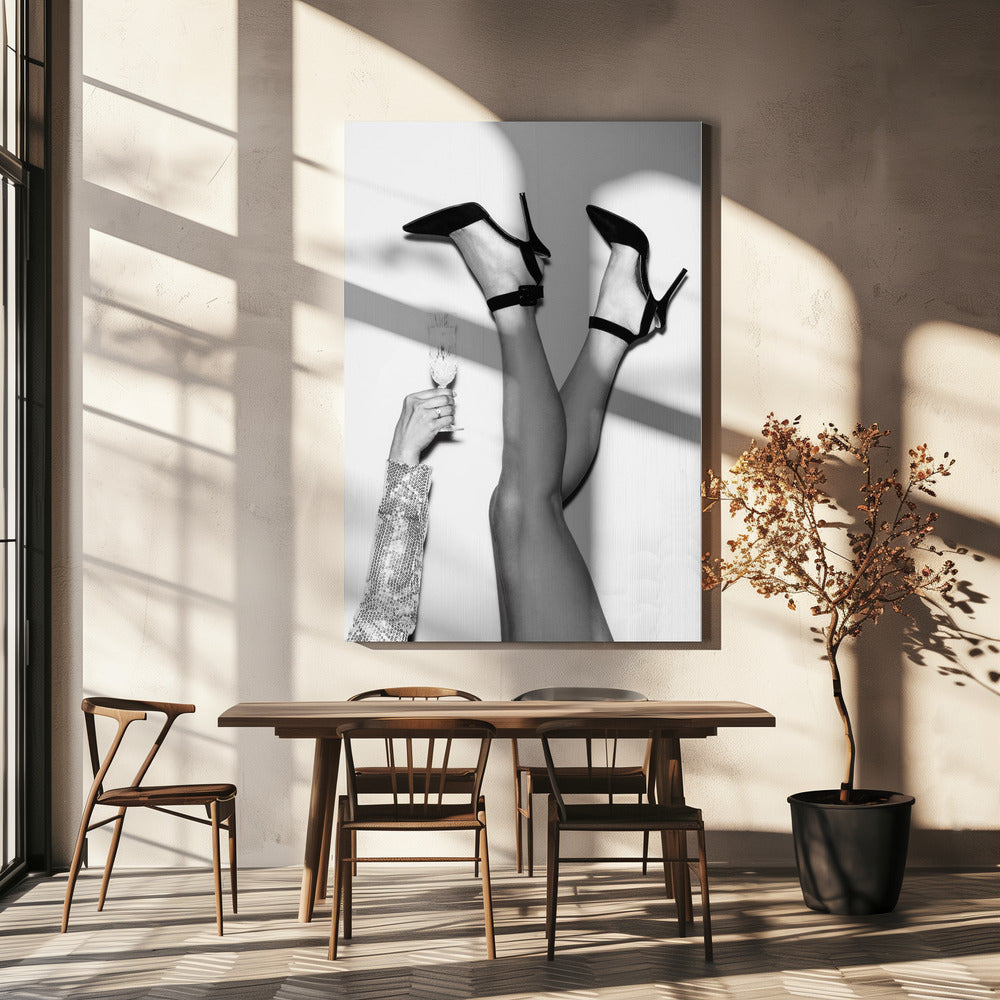 Champagne legs Black and White | Canvas