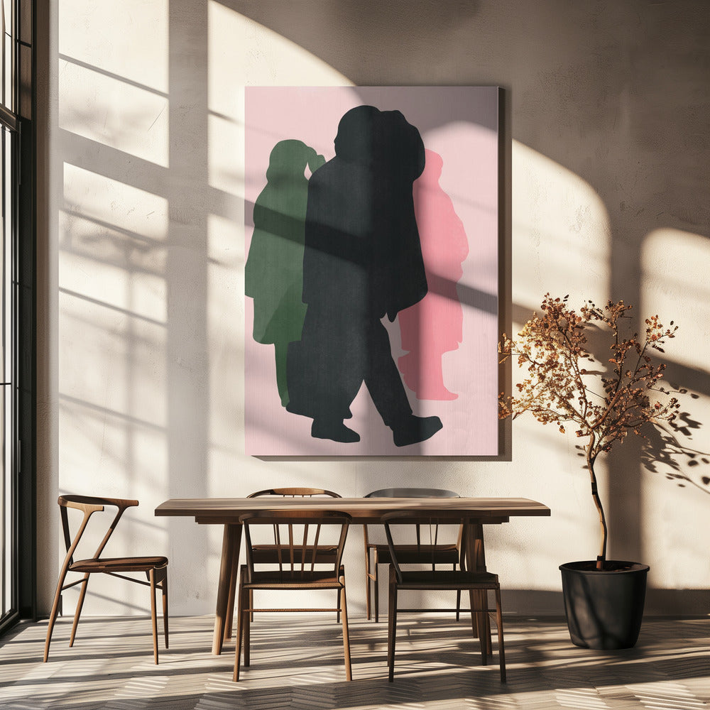 Colorful Silhouettes of Walking Figures | Canvas