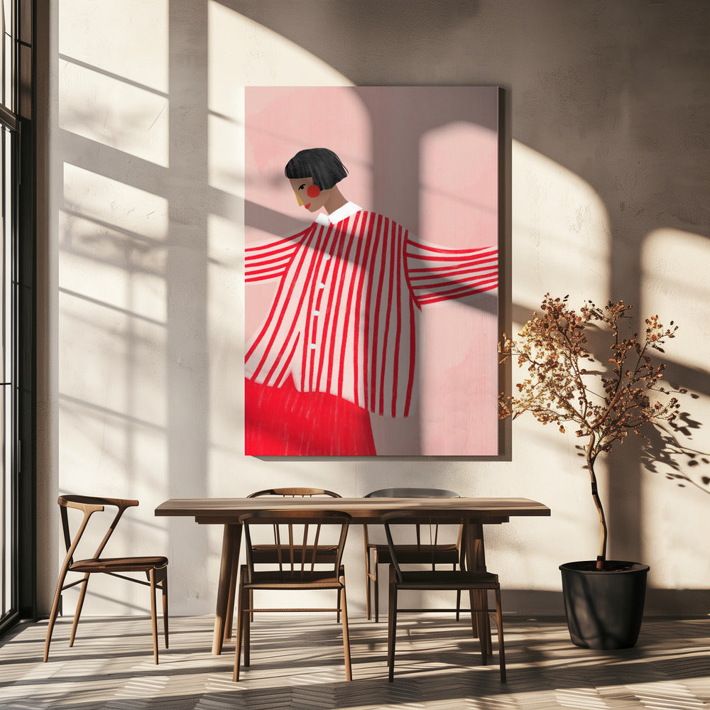 Kvinnan med de röda ränderna | Canvas
