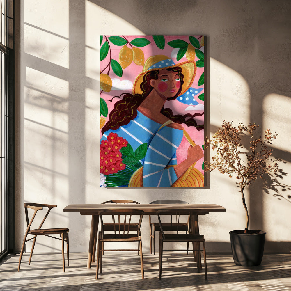 Retrato de mujer en la costa de Amalfi, Italia | Impresiones en Lienzo