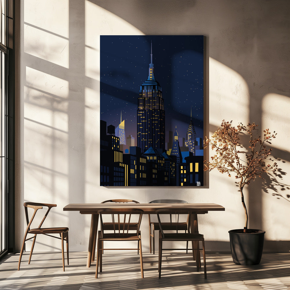 NYC Manhattan på natten | Canvastavla