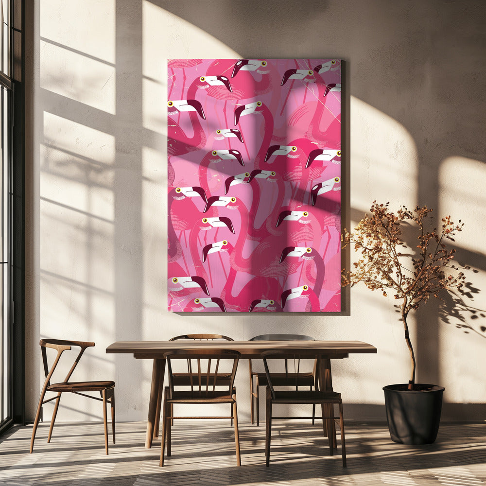 Flock av flamingos | Canvastavla