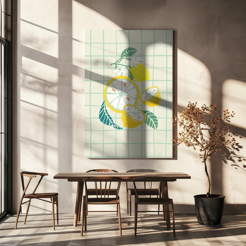 Lemon slice with leaves | Canvas