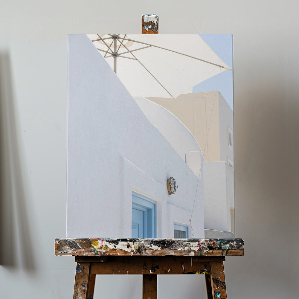 solskydd och blå dörrar | Canvas