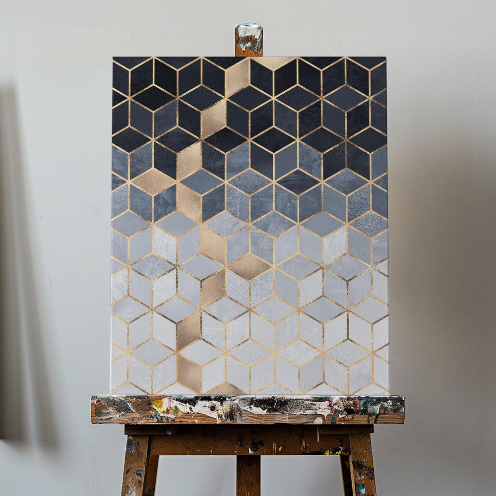 Soft Blue Gradient Cubes | Canvas
