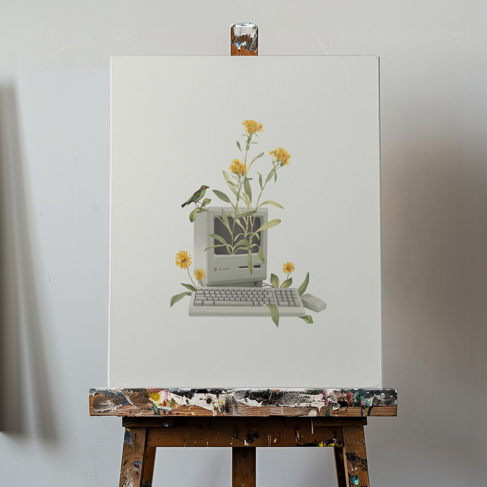 Blommig vintage dator | Canvas