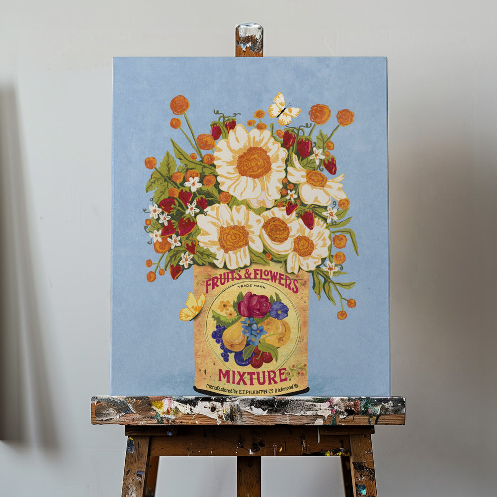 Blommor i en vintage teburk | Canvas