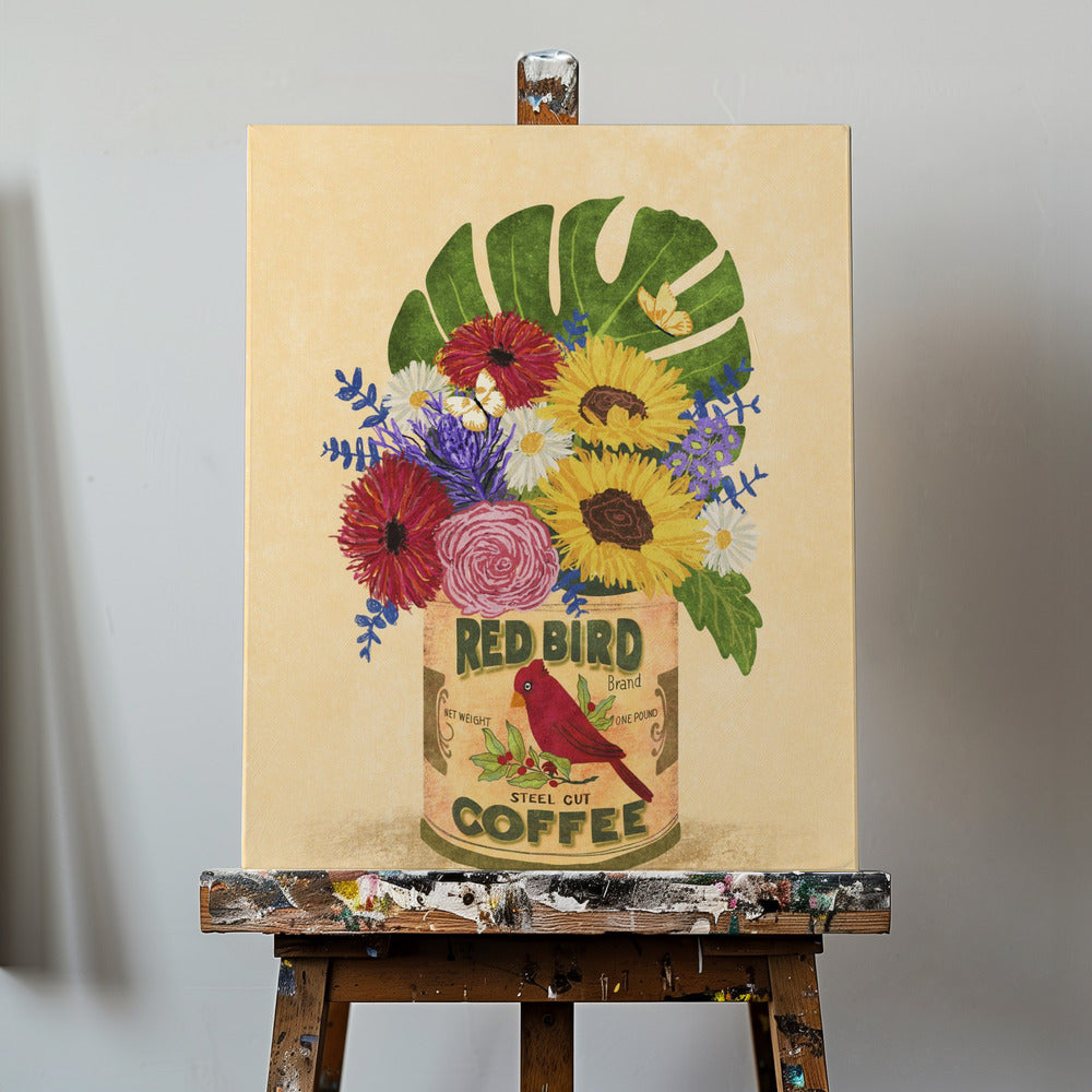 Blommor i en vintagekaffeburk | Canvas