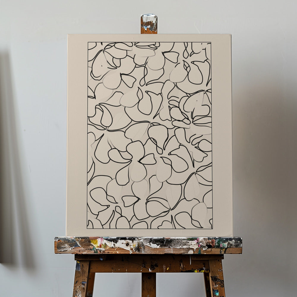 Seamless Pattern of Outlined Flowers | Canvas