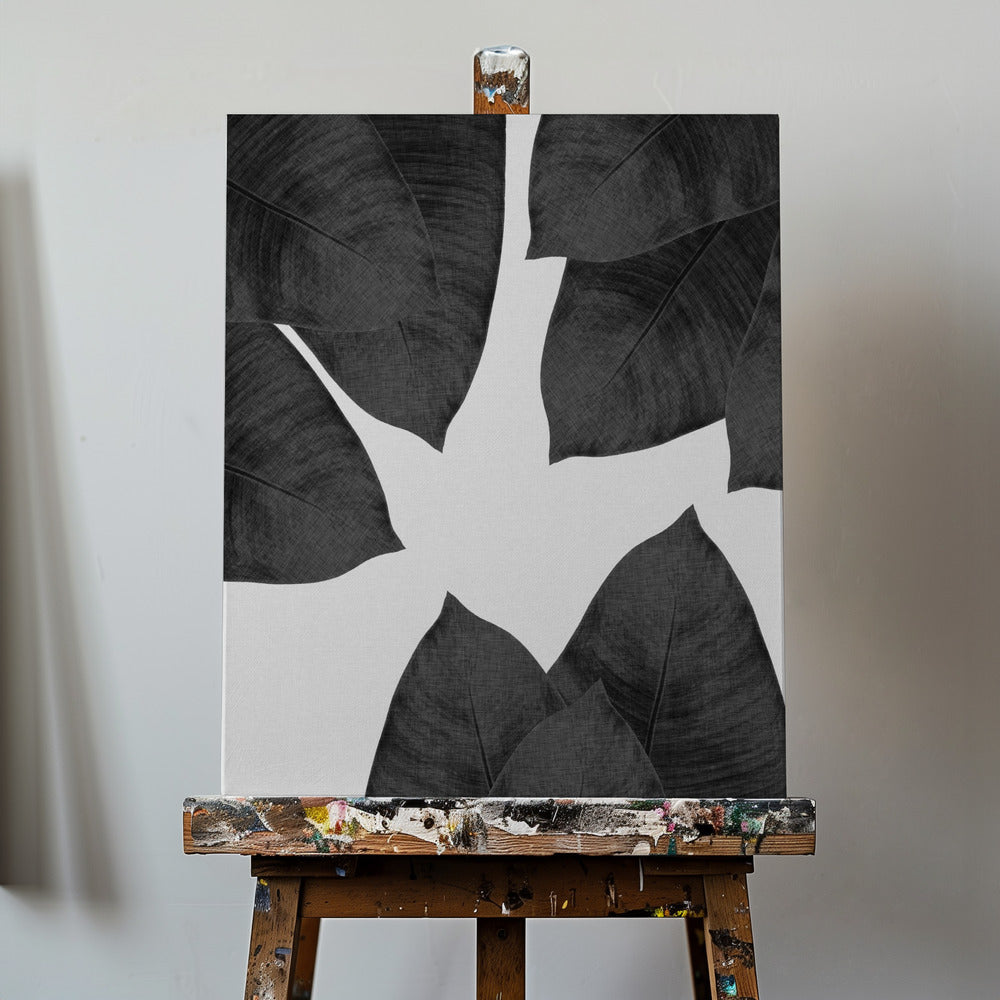 Bananblad svartvitt I | Canvas