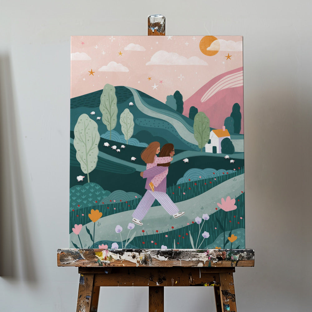 Mummy Daughter Countryside Walk | Canvas
