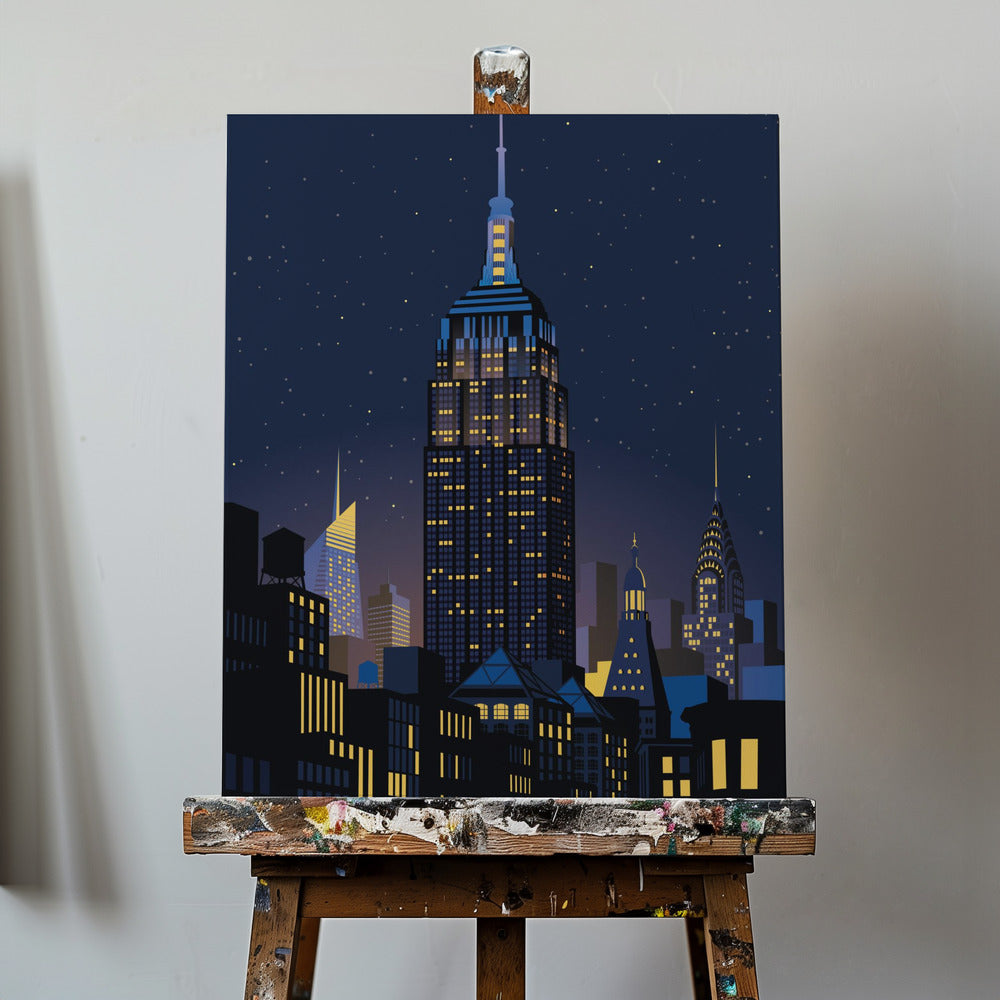 NYC Manhattan på natten | Canvastavla