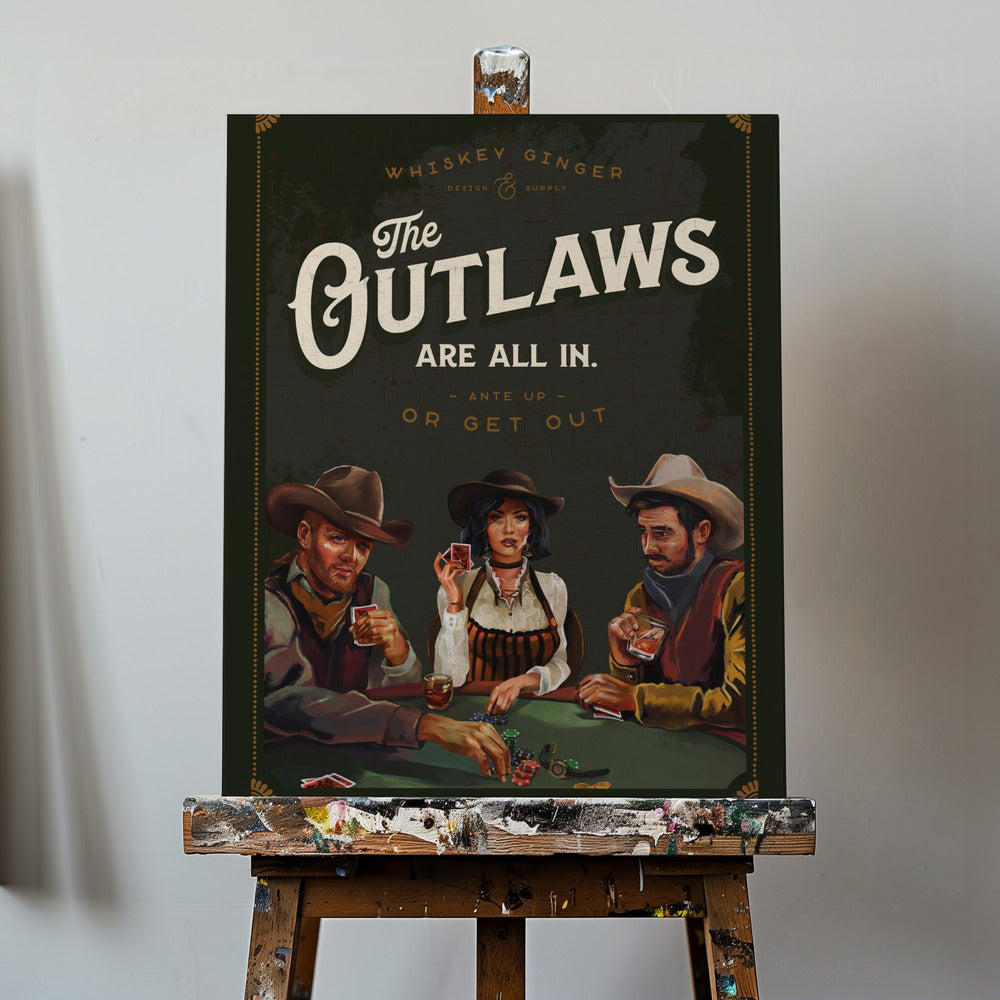 Outlaws Are All In Cool Cowboy Poker Konst | Canvastavla