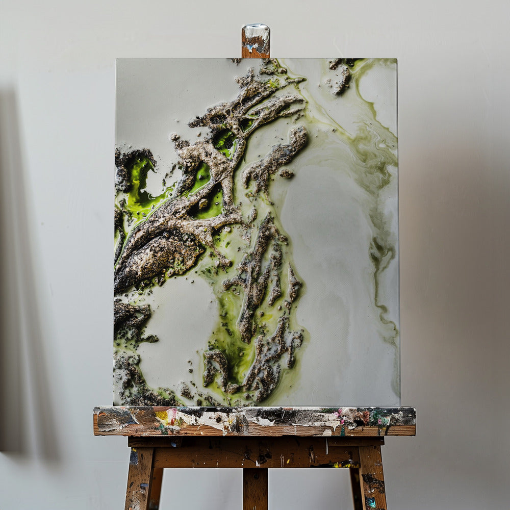Samtida konst - Olive Enigma - Grön accent | Canvastavla