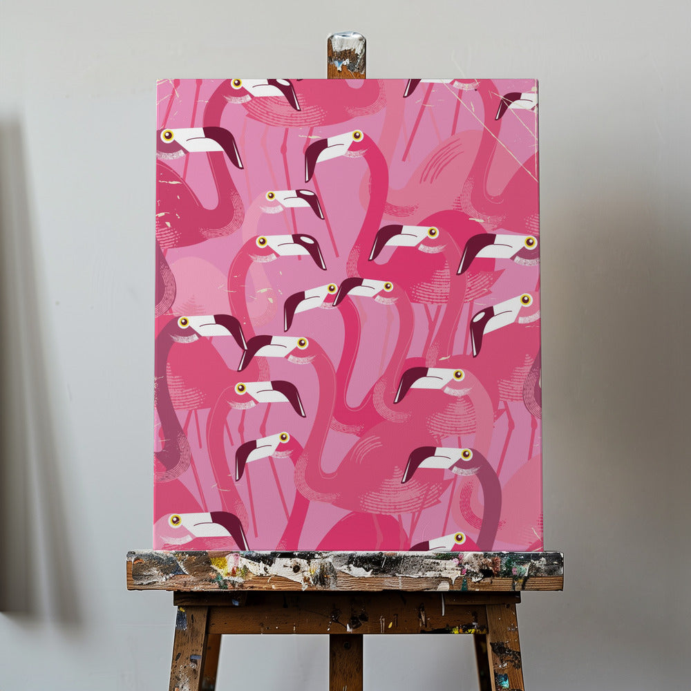 Flock av flamingos | Canvastavla