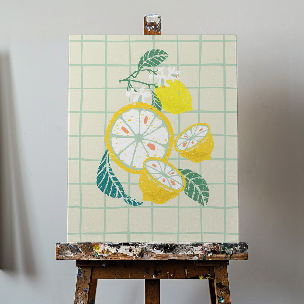 Lemon slice with leaves | Canvas