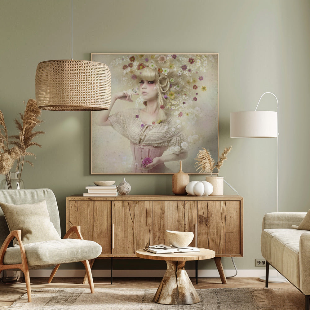Flicka i blomsterträdgården | Canvas