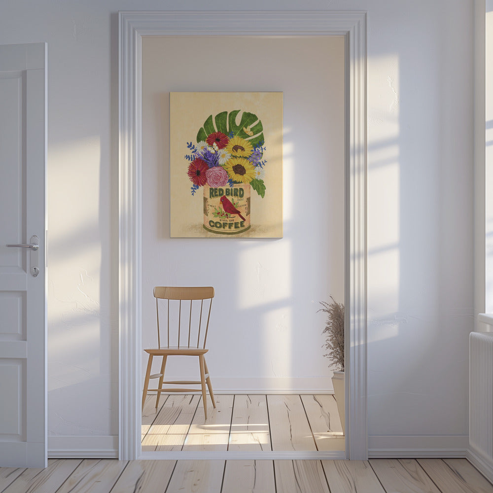 Blommor i en vintagekaffeburk | Canvas
