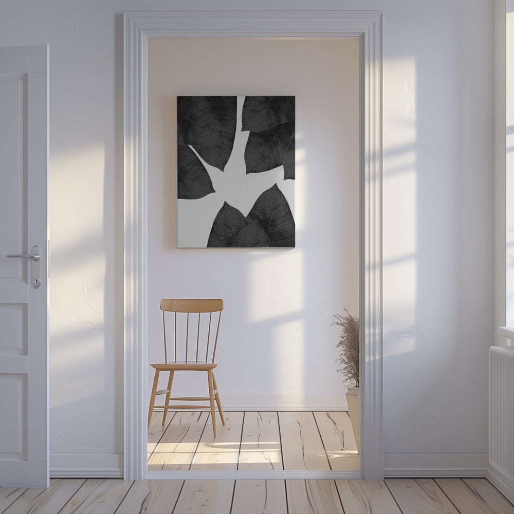 Bananblad svartvitt I | Canvas