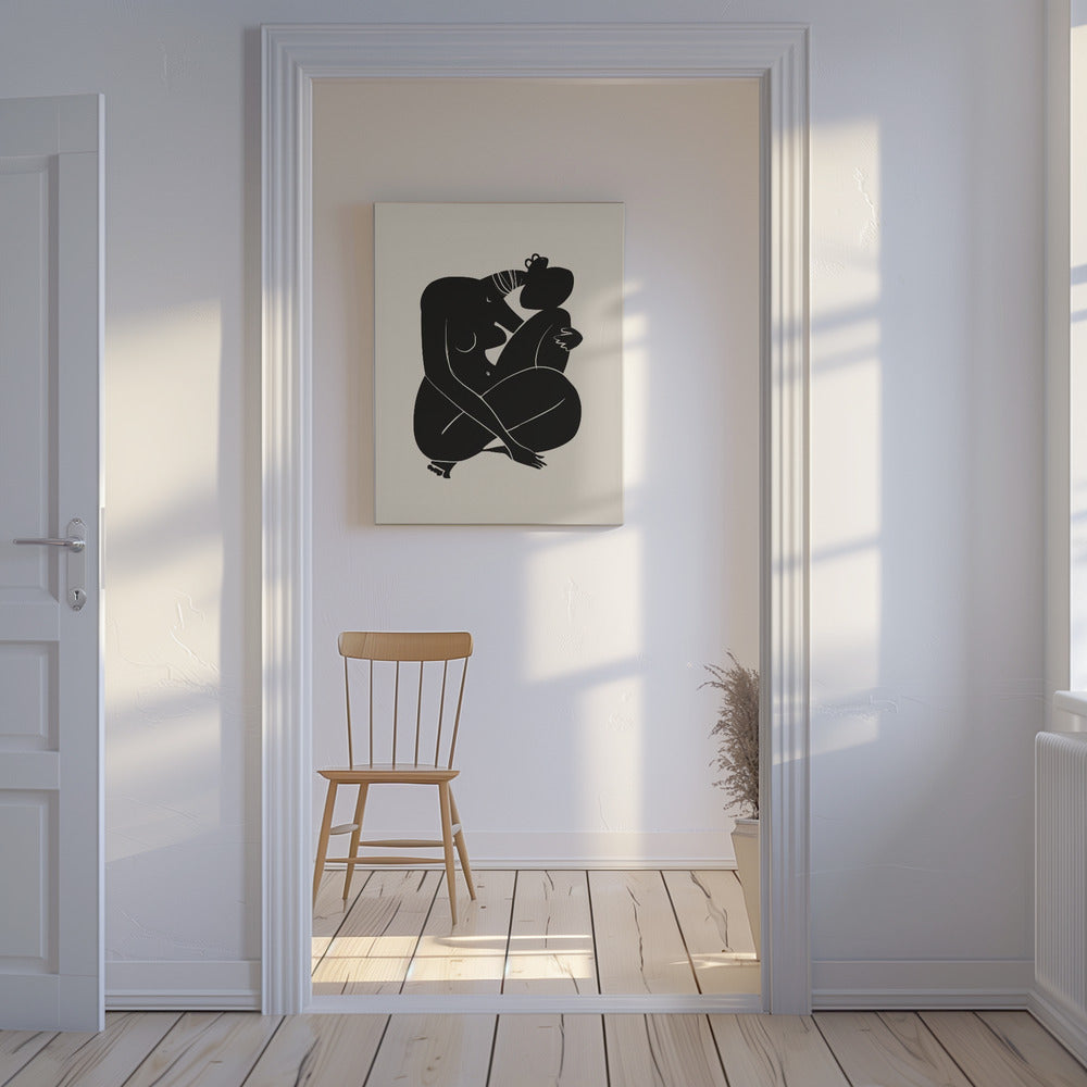 Baby Curl African Nude In Black | Canvas