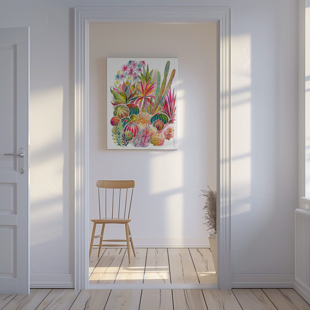 Blommande suckulenter och kaktusar | Canvastavla