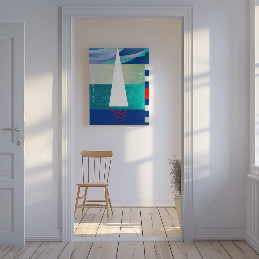 Abstract Sailboat On The French Riviera, Colourful Côte d&#039;Azur Art Print | Canvas