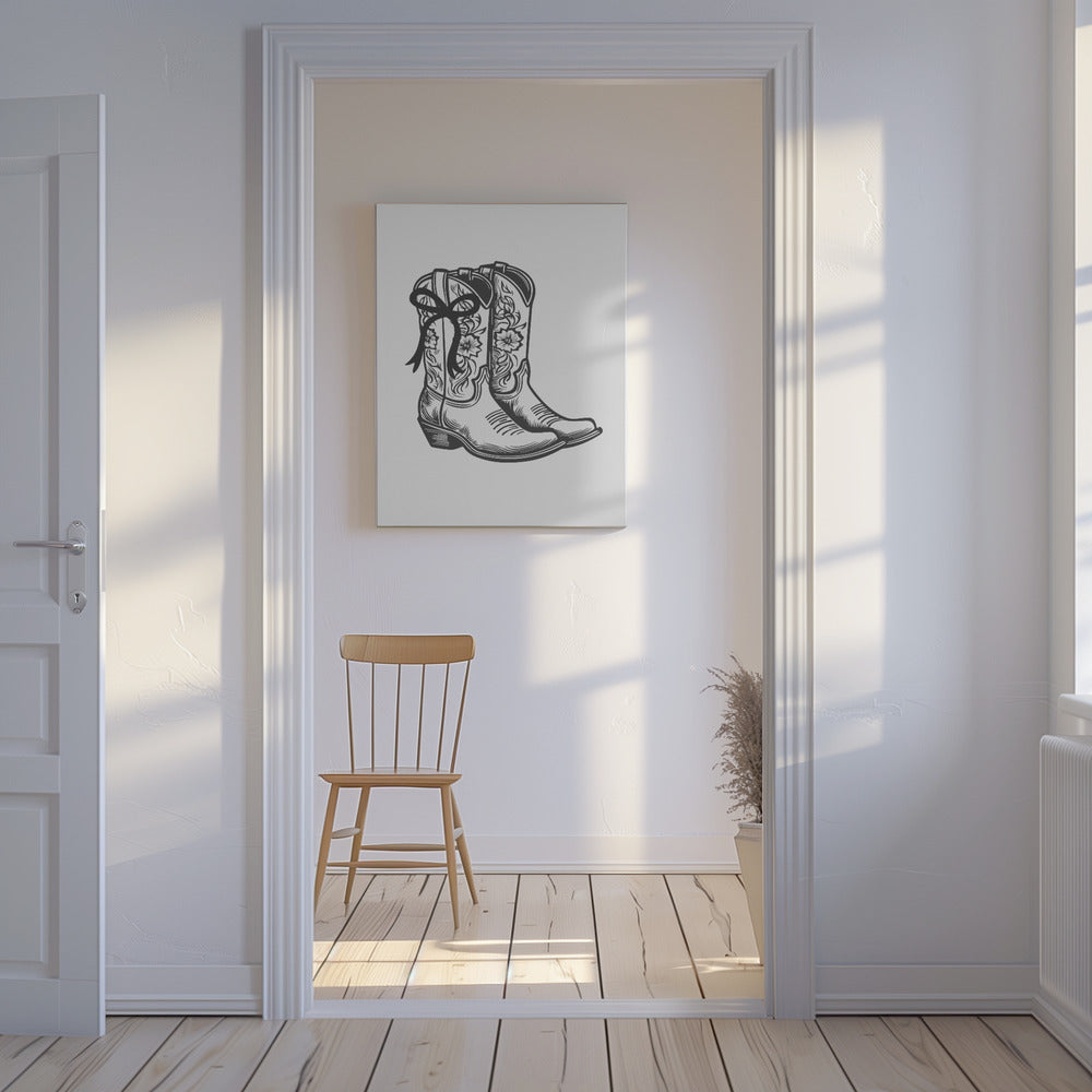 Svarta Cowgirl-stövlar med rosett | Canvas