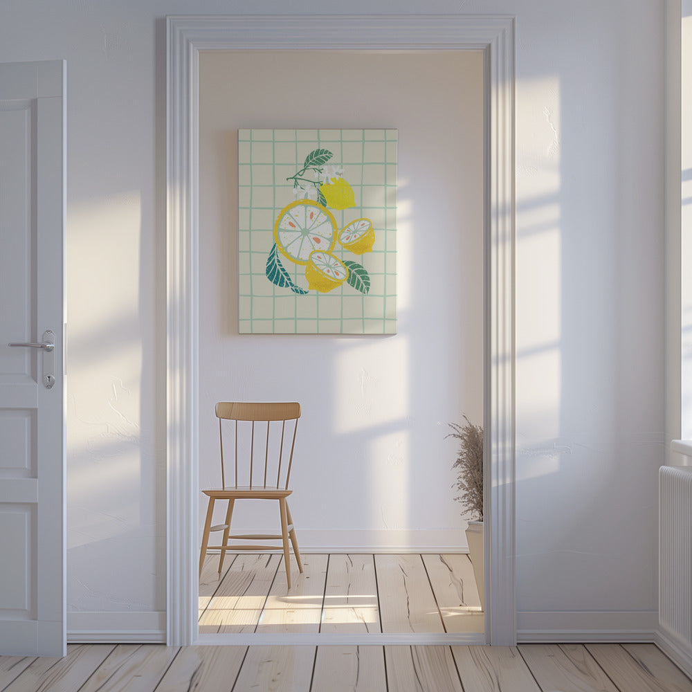 Lemon slice with leaves | Canvas