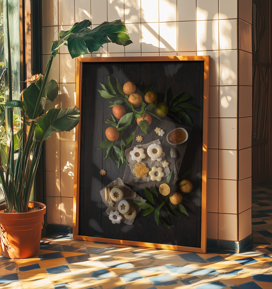 Mandarin Linzer Cookies | Poster - Kunstdruck