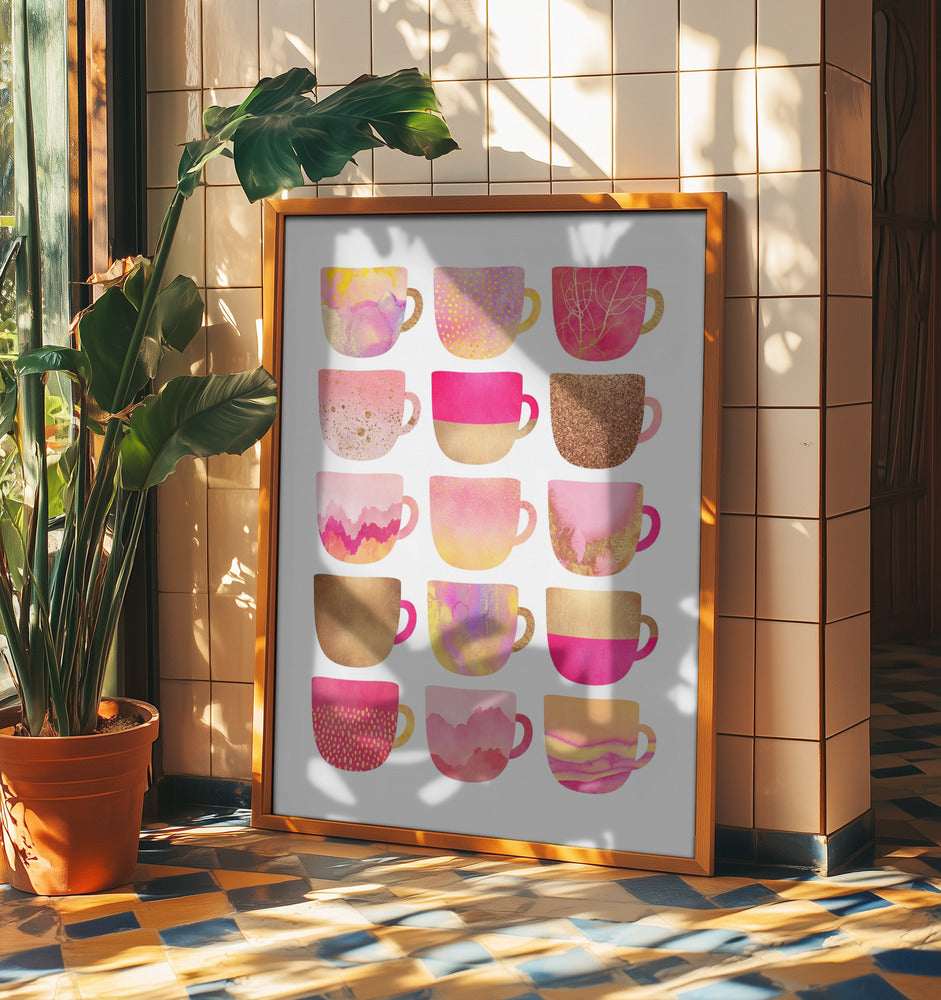 Pretty Pink Coffee Cups | Poster