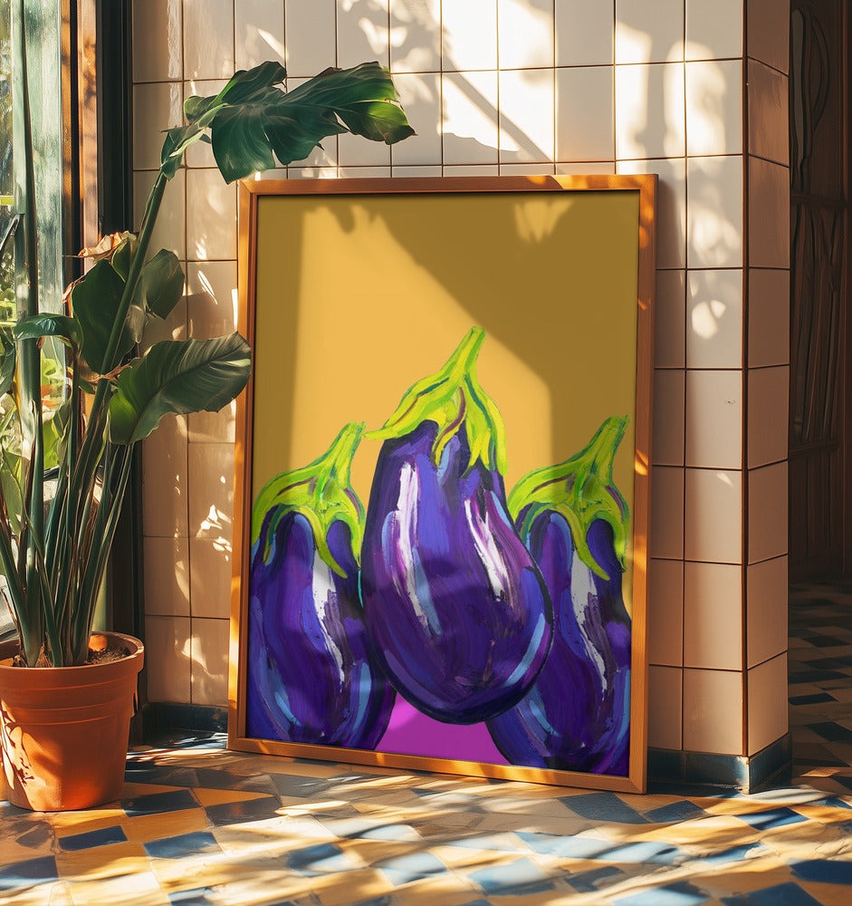 Groovy Auberginen | Poster - Kunstdruck