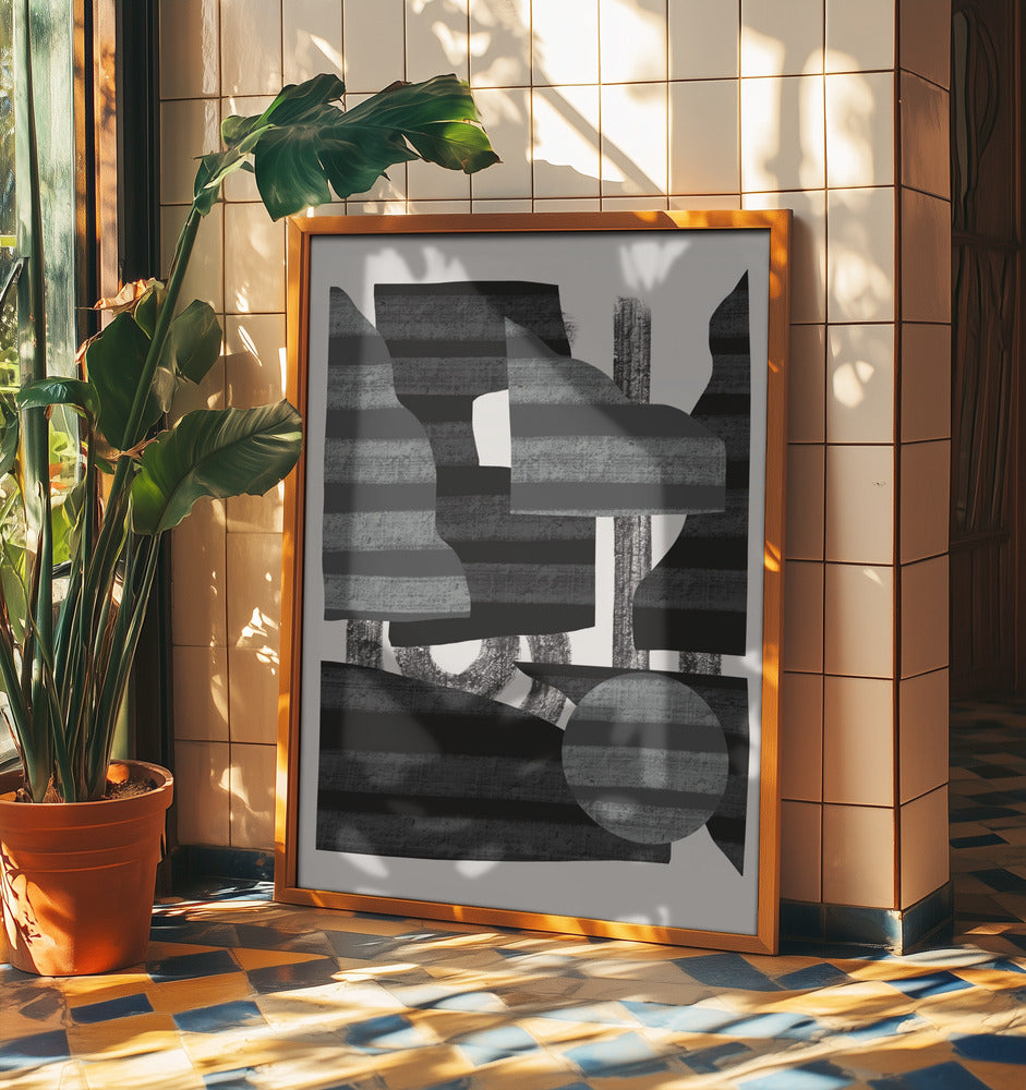 Abstrakt randigt minimalistiskt collage 26 | Poster