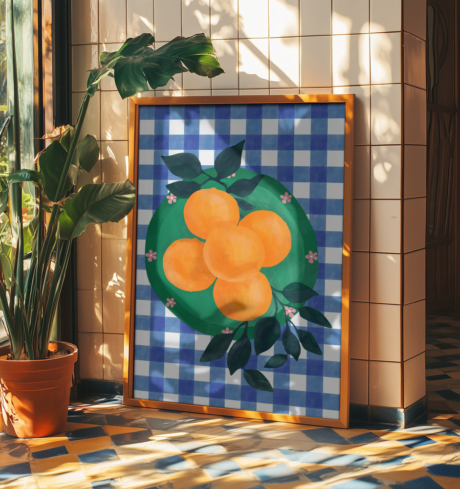Checkered Citrus Charm | Poster
