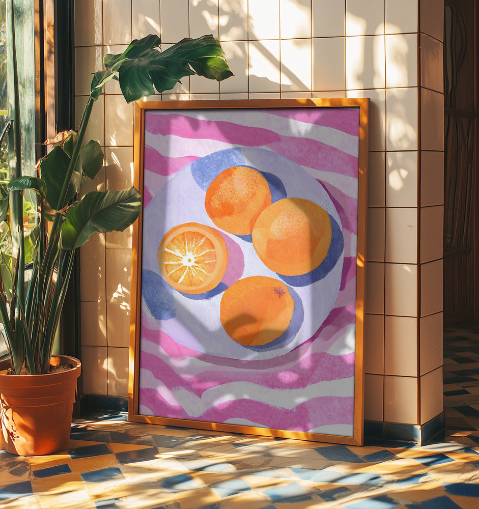 Orangen auf Teller | Poster