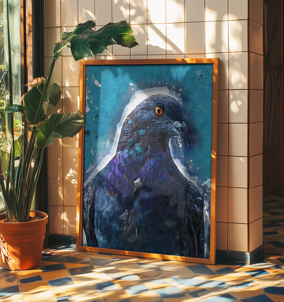 Tier Taube Vogel Aquarell Tierkunst | Poster